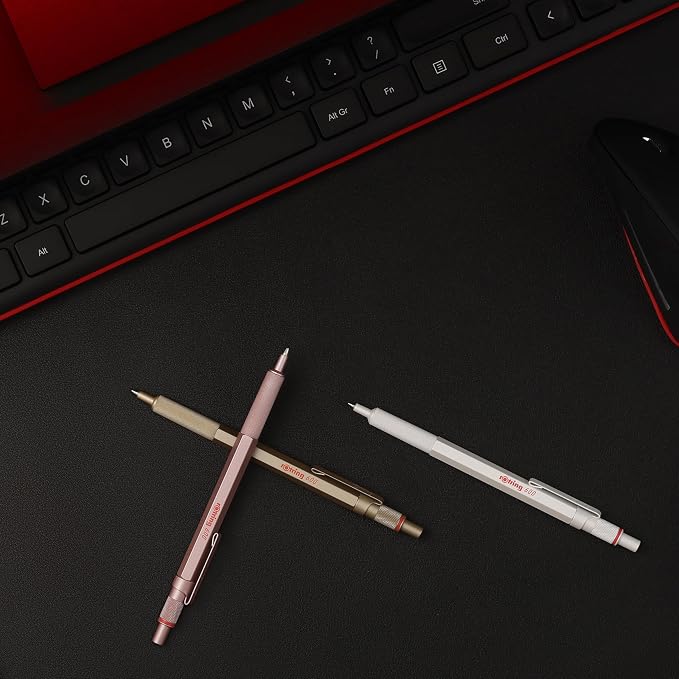 Rotring 600 Metallic Metal Ballpoint Pen, Medium Point, Pearl White Barrel - Image 3