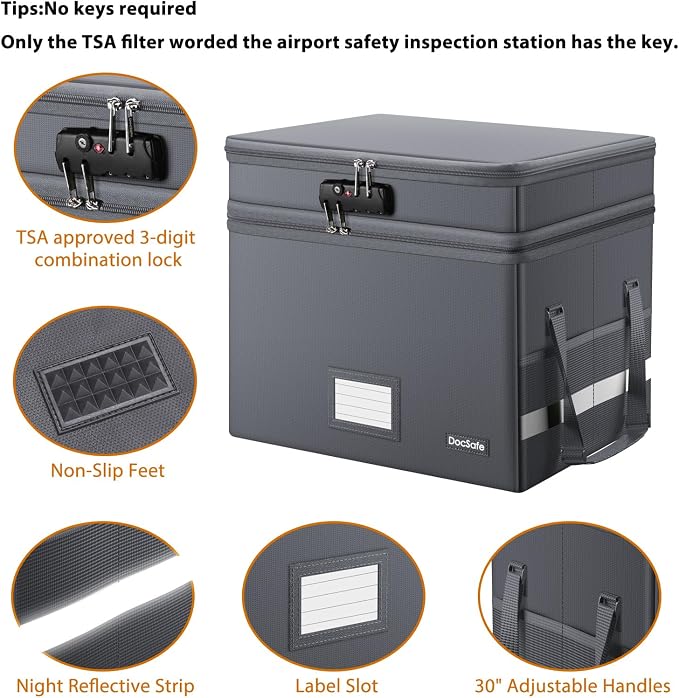 DocSafe File Box with Lock, Large Portable Home Office Filing Box - Image 4