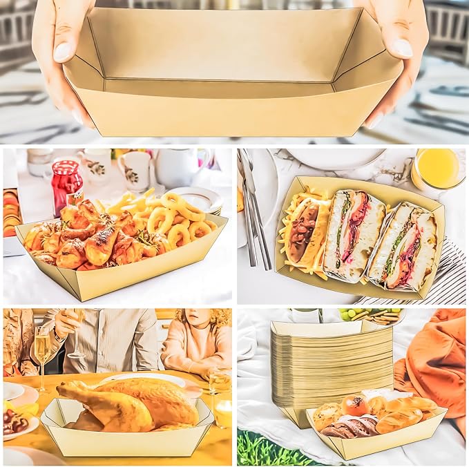 125 Pack 5LB Extra Large Paper Food Boats Trays Disposable Paper Boat Plate - Image 5