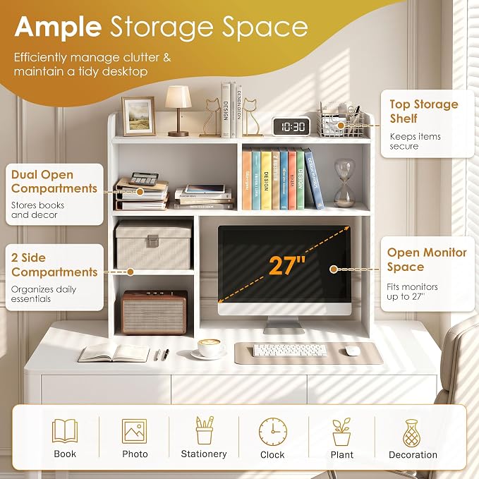 SUPER DEAL Desktop Bookshelf, Countertop Storage Hutch - Image 8