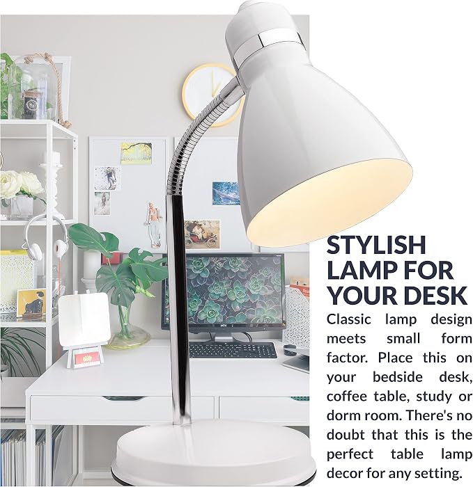 Newhouse Lighting Oxford White Metal Flexible Classic Goose Neck Design Desk or - Image 5