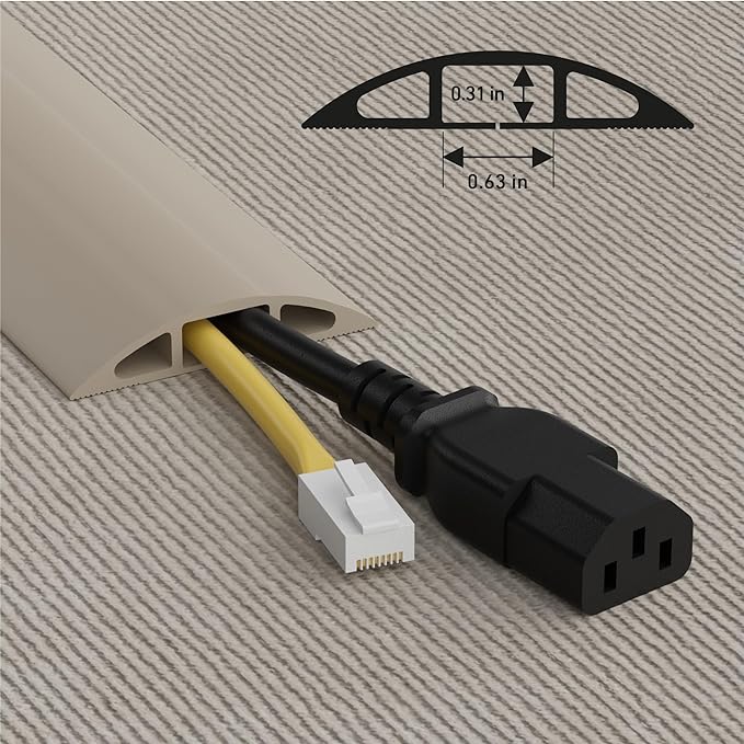 D-Line 6ft Floor Cord Cover, Cable Protector, Hide Extension Cords, Protect - Image 3