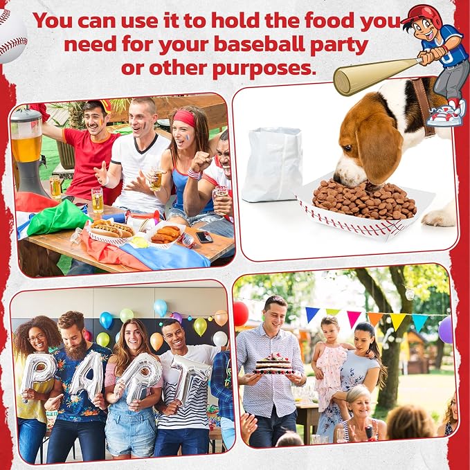 Roshtia 100 Pack Baseball Party Supplies Paper Food Trays Disposable Serving - Image 6