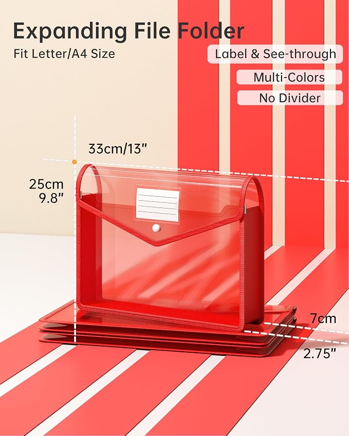 2 Pack Plastic Expanding File Folder, Transparent envelopes - Image 2