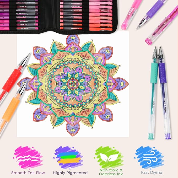 ZSCM 400 Pack Gel Pens for Adult Coloring Book, 200 Artist Colored Pens - Image 5