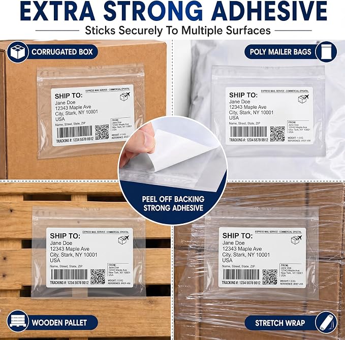 Glenmal 100 Pcs 7" x 5.5" Resealable Packing List Envelopes Clear Self-adhesive - Image 7