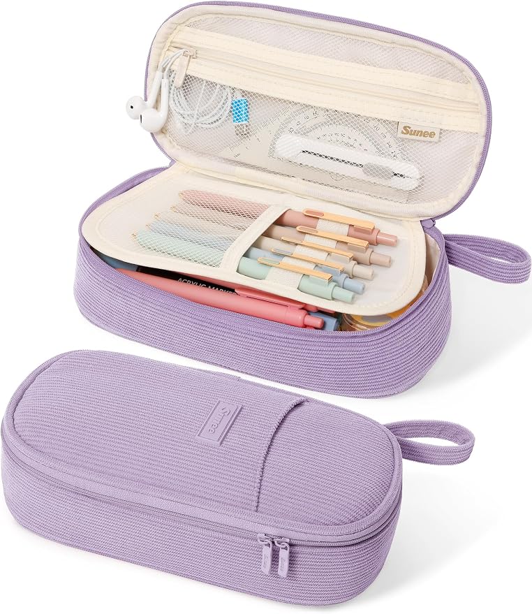 SUNEE Cute Pencil Case, Large Pencil Pouch, Soft Corduroy Fabric Big Pencil Bag by SUNEE