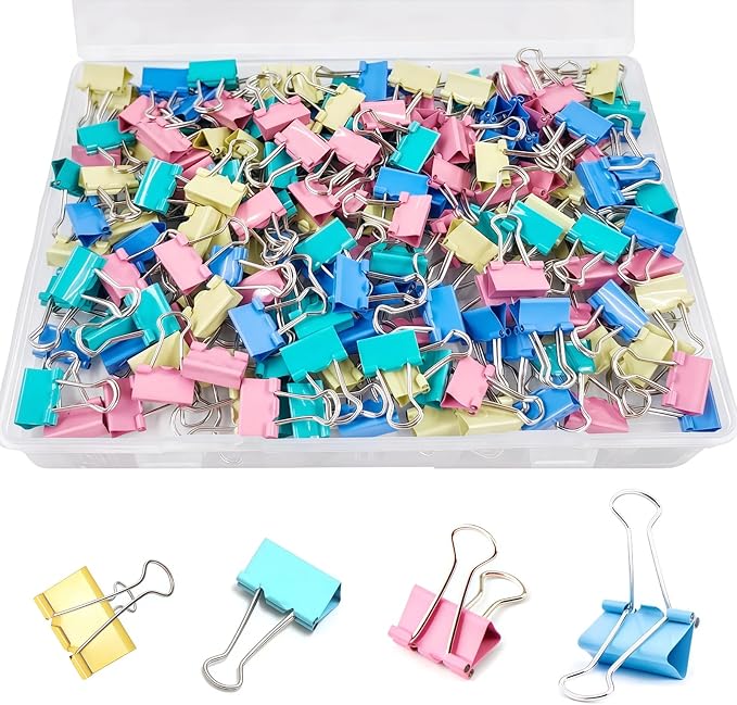 180 Pcs Small Binder Clips Assorted Colored, 0.59 in/15mm Mini Binder Paper by Unknown