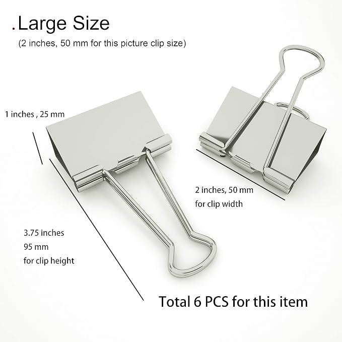 Nctinystore Binder Clips Large Metal Clamp - 2 in - Image 2