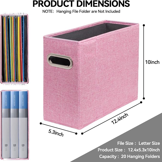 4 Packs Letter Size File Organizer, File Folders Organizer, Fabric Storage Box - Image 2