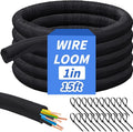 15FT Split Braided Sleeve Cable Management, 1 Inch Wire Loom Tubing Cord by Oleitodh