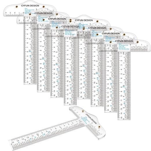 10PCS 6 Inches/15cm Acrylic Clear T-Square Ruler, Inches and Metric, T Square by BAOFALI
