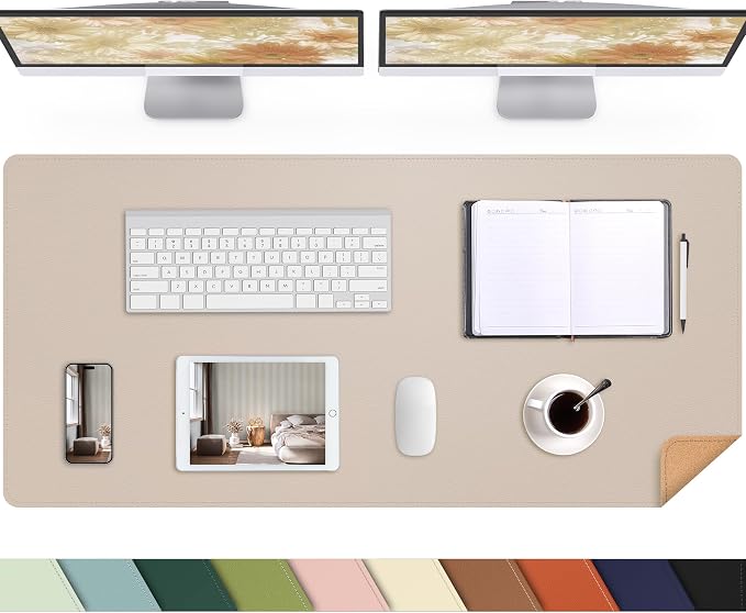 AFIING Cork Desk Mat 55" x 17", Dual-Sided Natural Cork & PU Leather Desk Pad by AFIING