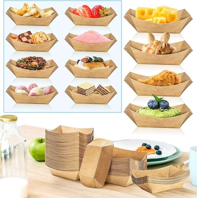 400 Pack 1/4Lb Paper Food Boat Trays Disposable Small Paper Boats Plates - Image 4