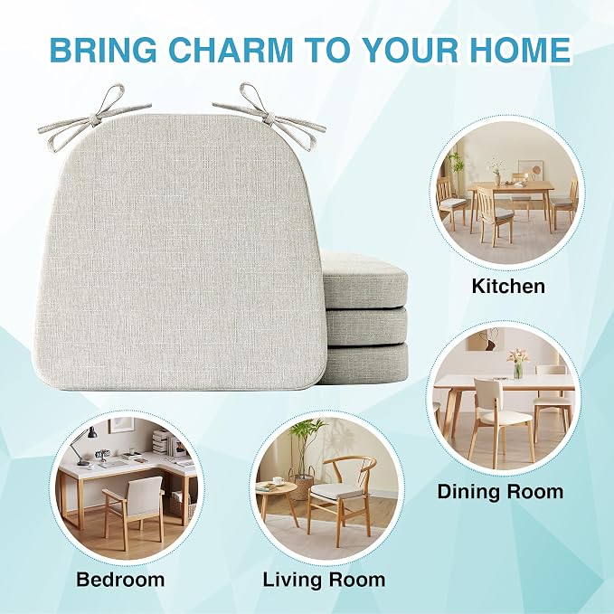 IASEAHK Chair Cushions for Dining Chairs Set of 4, Non Slip Kitchen Chair Pads - Image 7