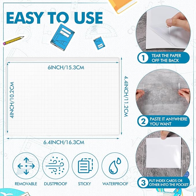 Outus 30 Pcs Self Adhesive Shop Ticket Holders Clear Plastic Sleeves Adhesive - Image 2