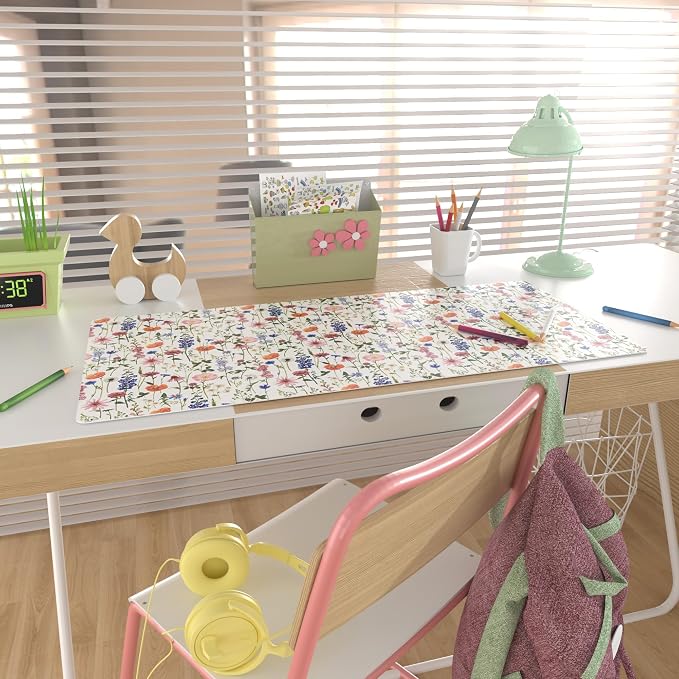 Colorful Star Large Mouse Pad, Watercolor Floral Desk Mat Office Supplies - Image 8