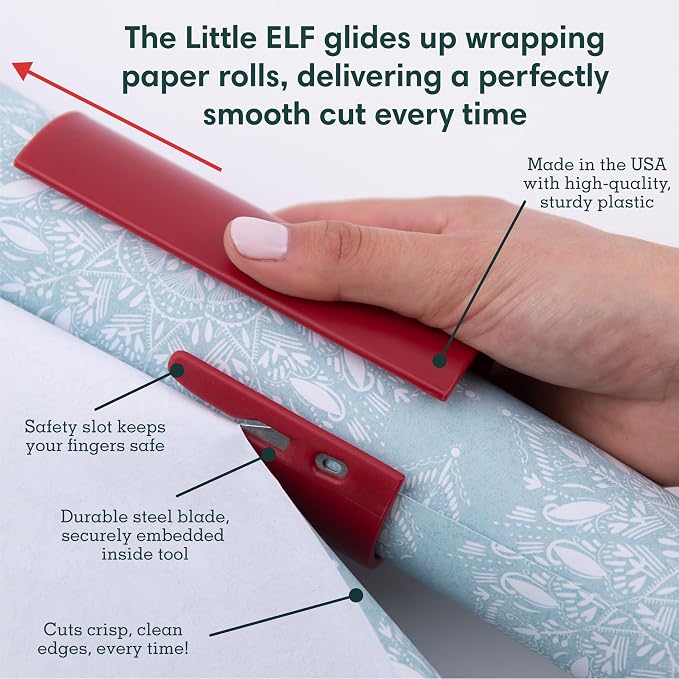 Little ELF Wrapping Paper Cutter | Red Christmas Gift Wrap Cutter | As seen on - Image 4