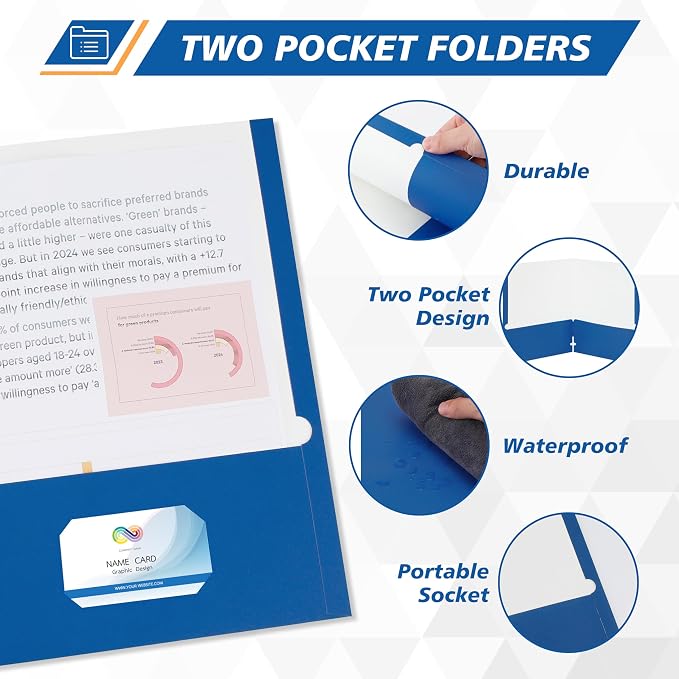 50 Packs Two Pocket Folders, Two Pocket File Folders - Image 4
