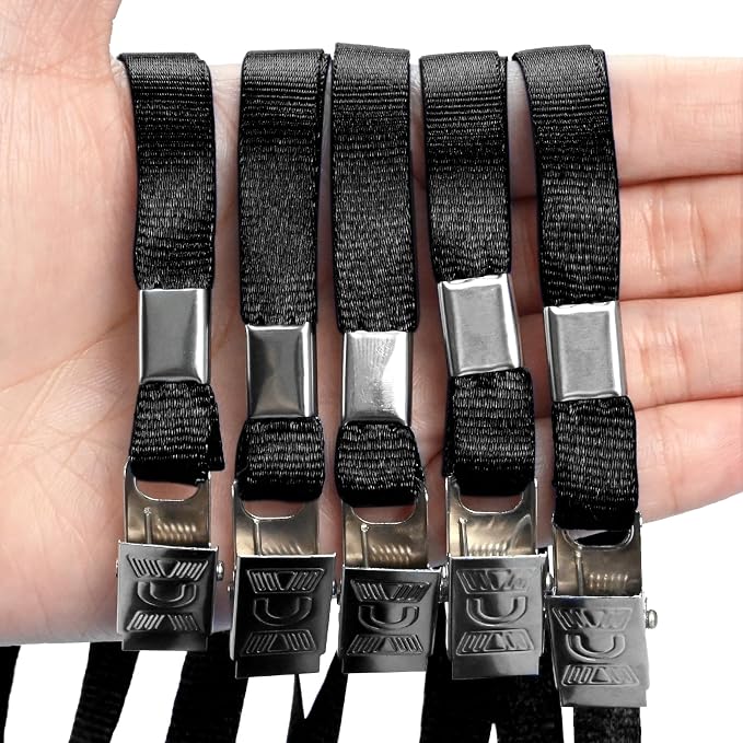 50 Pack Black Lanyards for Id Badges Lanyards Nylon Flat Lanyard - Image 4