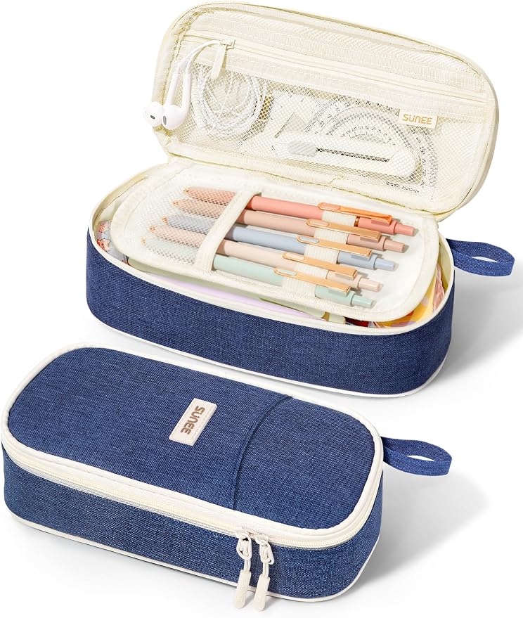 SUNEE Cute Pencil Case, Aesthetic Pen Pouch, Colored Large Pencil Bag by SUNEE