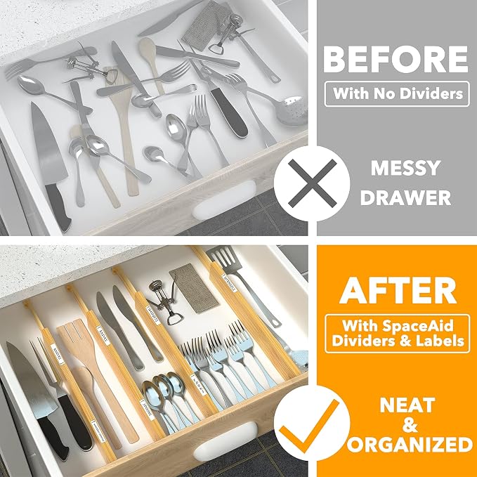 SpaceAid Bamboo Drawer Dividers - Image 2