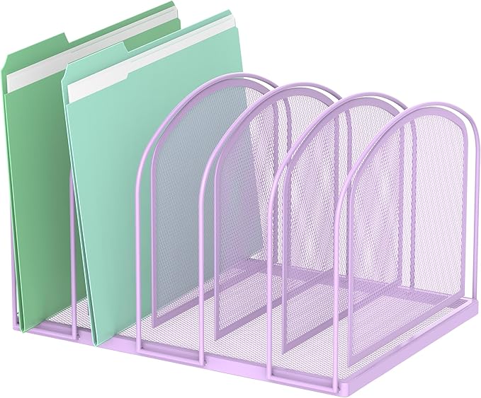SUPEASY File Organizer 5-Section Mesh Desk Organizer, Upright File Organizer by SUPEASY