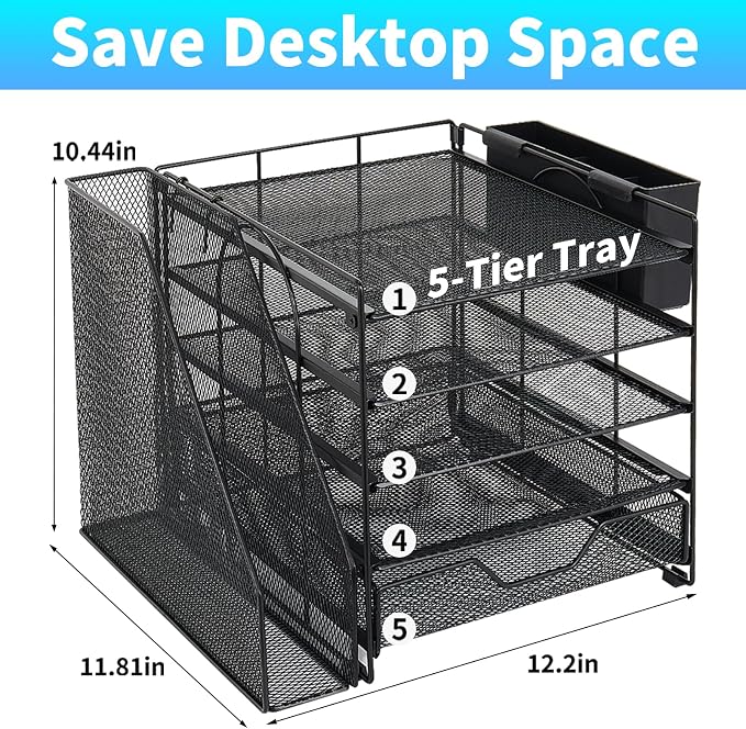 Desk Organizers and Accessories, 5-Tier Paper Letter Tray Organizer - Image 2