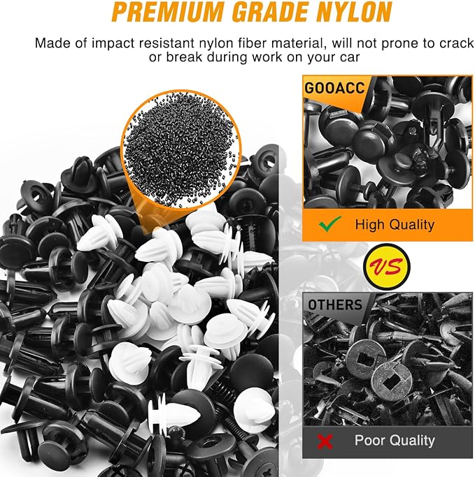 GOOACC 120PCS Car Bumper Push Retainer Clips & Nylon Fasteners Rivet Kit 6mm - Image 4