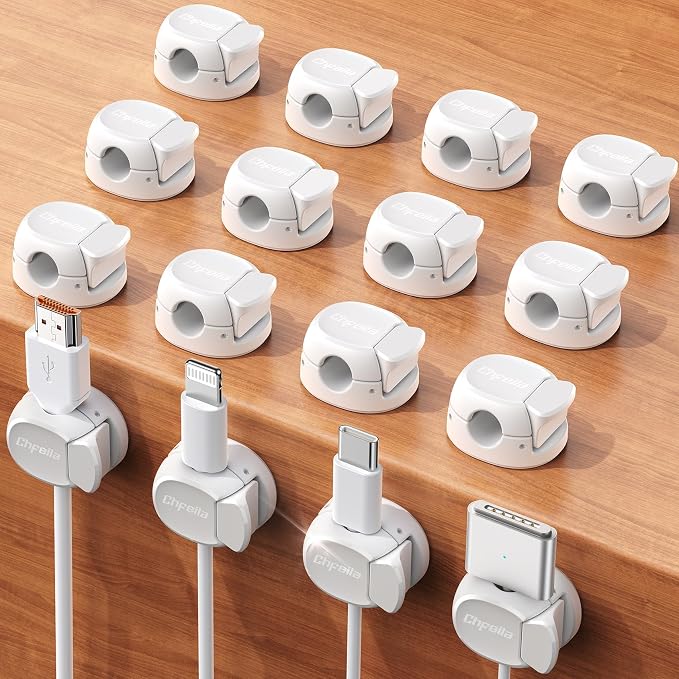 16Pack Cord Organizer Cable Clips, Chfeila Cord Holder, Desk Cable Management by Chfeila