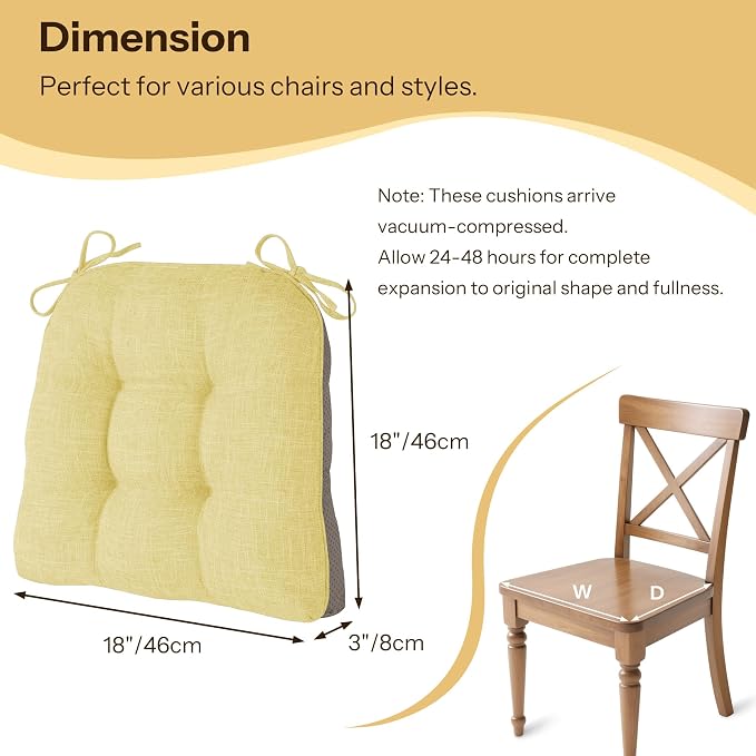 Non Slip Chair Cushions for Dining Chairs Set of 4 Kitchen Chair Cushions - Image 2
