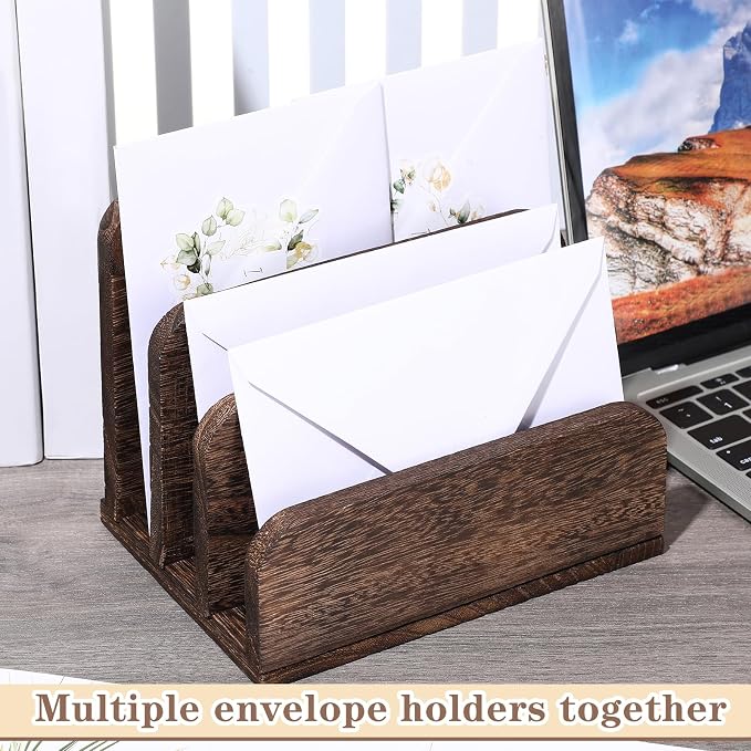 Briwooody Wooden Mail Organizer 3 Slots Mail Holder - Image 6