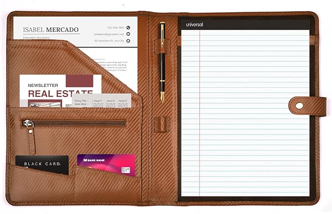 LEATHER VILLAGE Portfolio Professional Organizer – Carbon Fiber Genuine Leather - Image 4