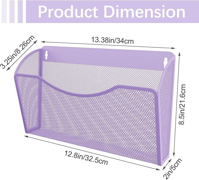EasyPAG 3 Pack Wall File Organizer, Metal Mesh Hanging File Folder Holder - Image 8