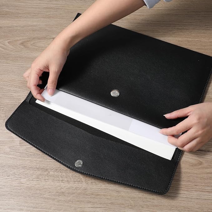 PU Leather A4 File Document Holder, A4 File Folder Waterproof Portfolio - Image 4