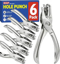 6 Pack Single Hole Punch, 1/4" Paper Hole Puncher by BGUP