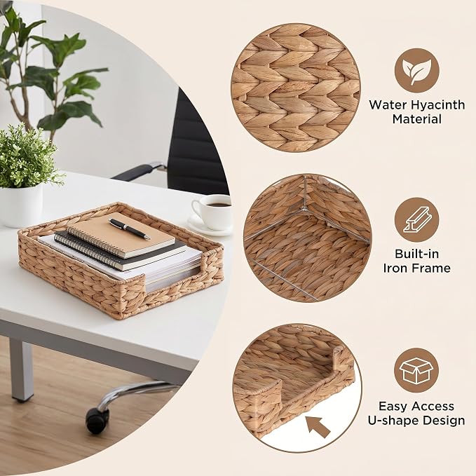 Set of 2 Letter Tray Water Hyacinth, Desk Organizer - Image 4