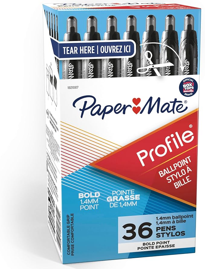 Paper Mate Profile Retractable Ballpoint Pens Bold Point Black by PaperMate