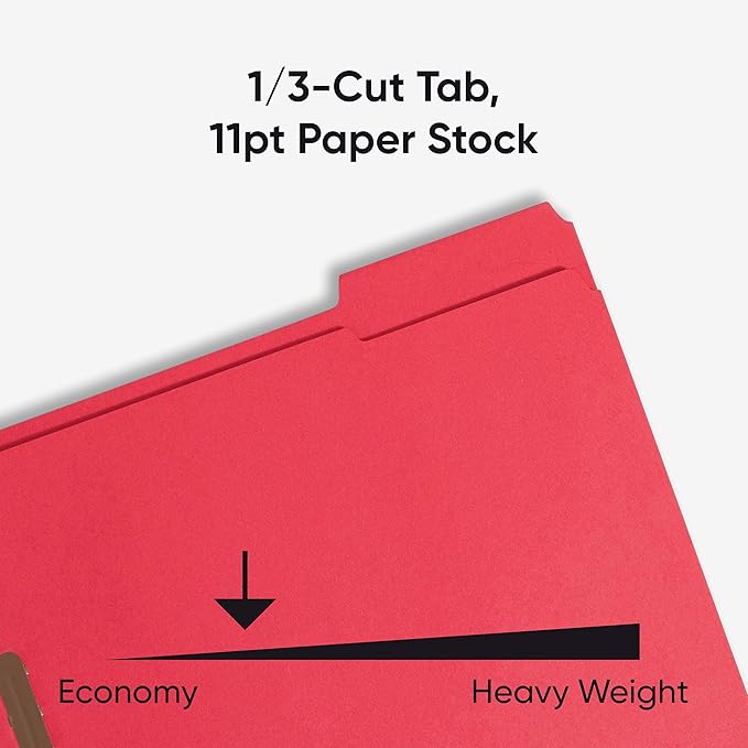 Smead Fastener File Folders, Reinforced 1/3-Cut Tabs, 2 Fasteners, Letter Size - Image 5