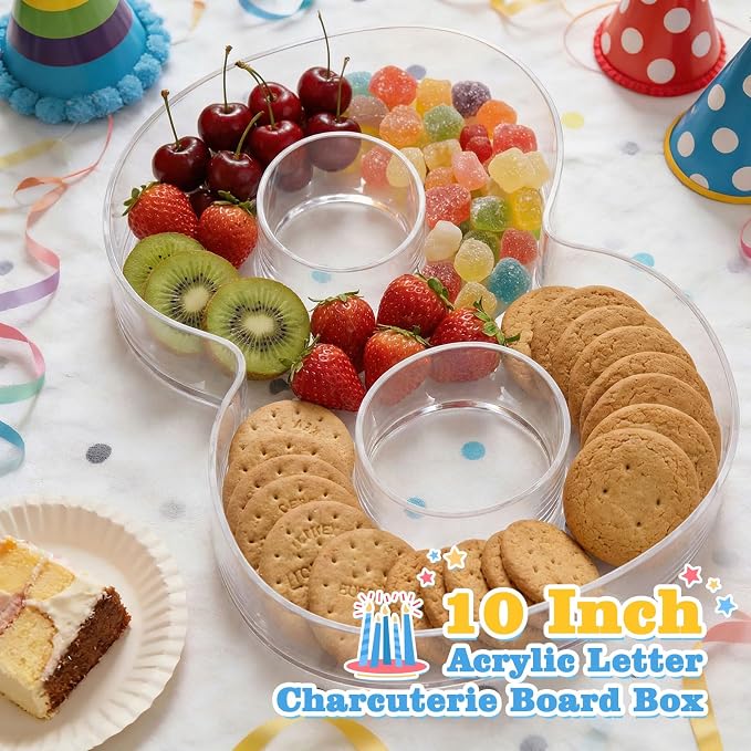 Ledido 10’’ Acrylic Number Charcuterie Board Box, Reusable Fillable Serving Tray - Image 2