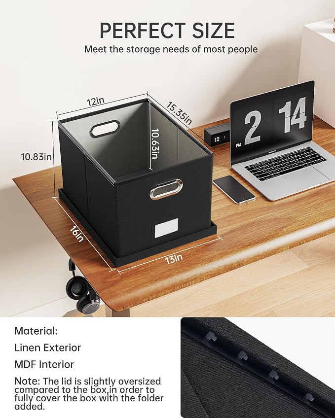 Oterri 2 Pack File Storage Organizer, Filing Box, Portable File Box - Image 3
