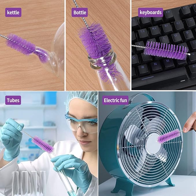 CiaraQ Bottle Cleaning Brushes, 8 Inch Nylon Tube Brush Set | Purple Cleaner - Image 7