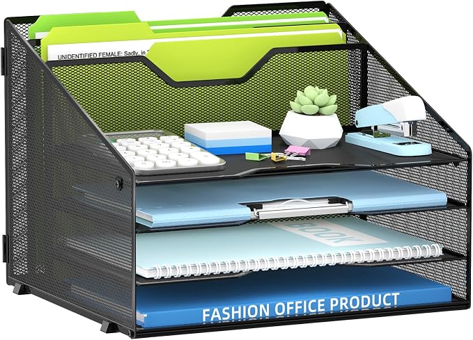 SUPEASY Desk File Organizer, Mesh Paper Tray Organizer by SUPEASY