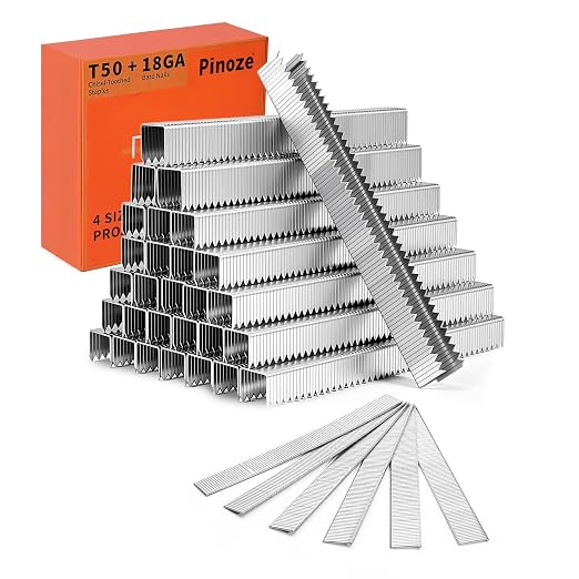PINOZE Heavy Duty T50 Staples & 18GA Brad Nails Combo Kit, 7500-Count, 3/8" by Unknown