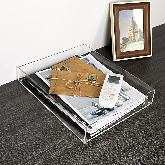 BTSKY 1 Pack Multipurpose A4 File Tray Clear Acrylic Desk Tray Organizer - Image 2