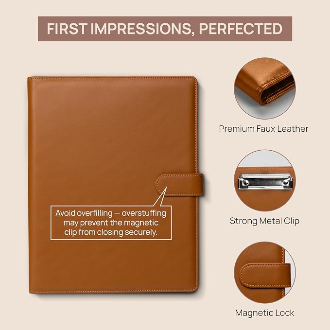 Professional Padfolio with Notepad Included | Faux Leather Portfolio Folder - Image 3
