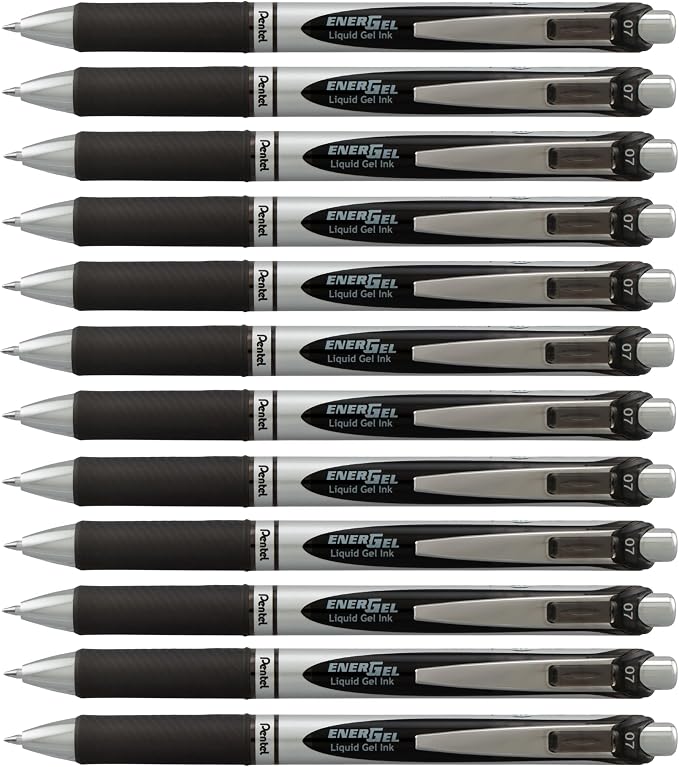 Pentel EnerGel RTX Retractable Liquid Gel Pen, Medium Line, Metal Tip, Box of 12 by PentelofAmerica