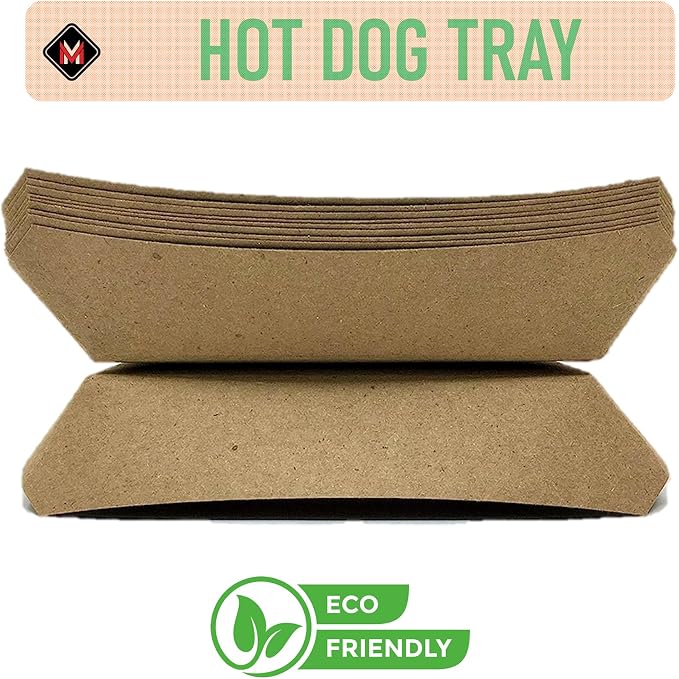 Mr Miracle 7 Inch Paper Hot Dog Tray in Kraft Paper. Pack of 50. Disposable - Image 2