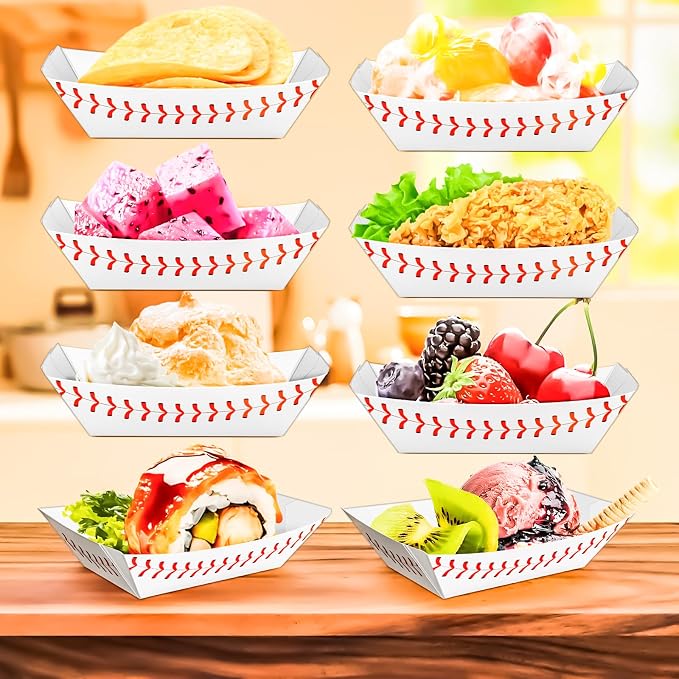 100Pack 1/4Lb Paper Food Boat Trays, Mini Baseball Birthday Decoration Baseball - Image 6