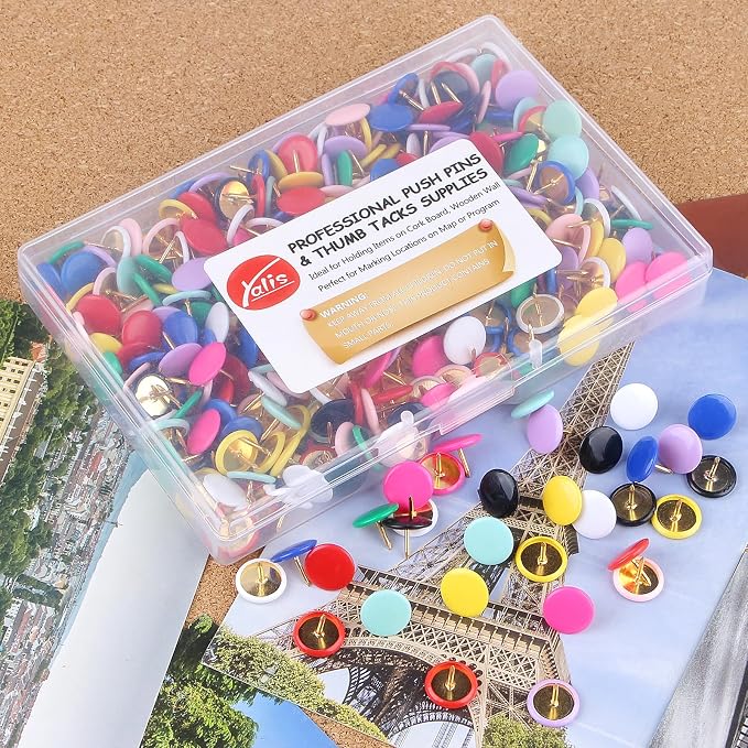 Thumb Tacks 400-count, Colors Plastic Roundness Push Pins Decorative Tacks - Image 6